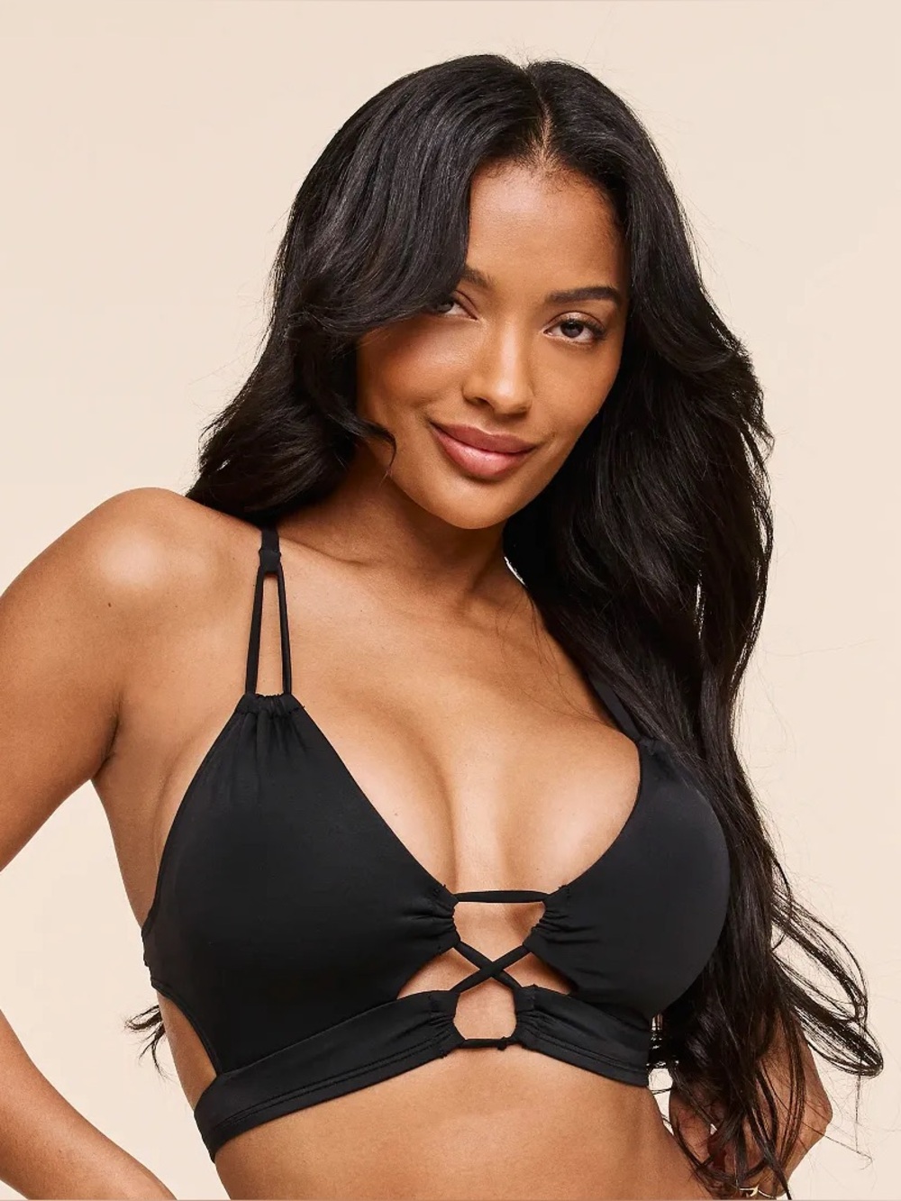 Adore Me Tatiana Triangle Bikini Swim Top Black XL Crossback